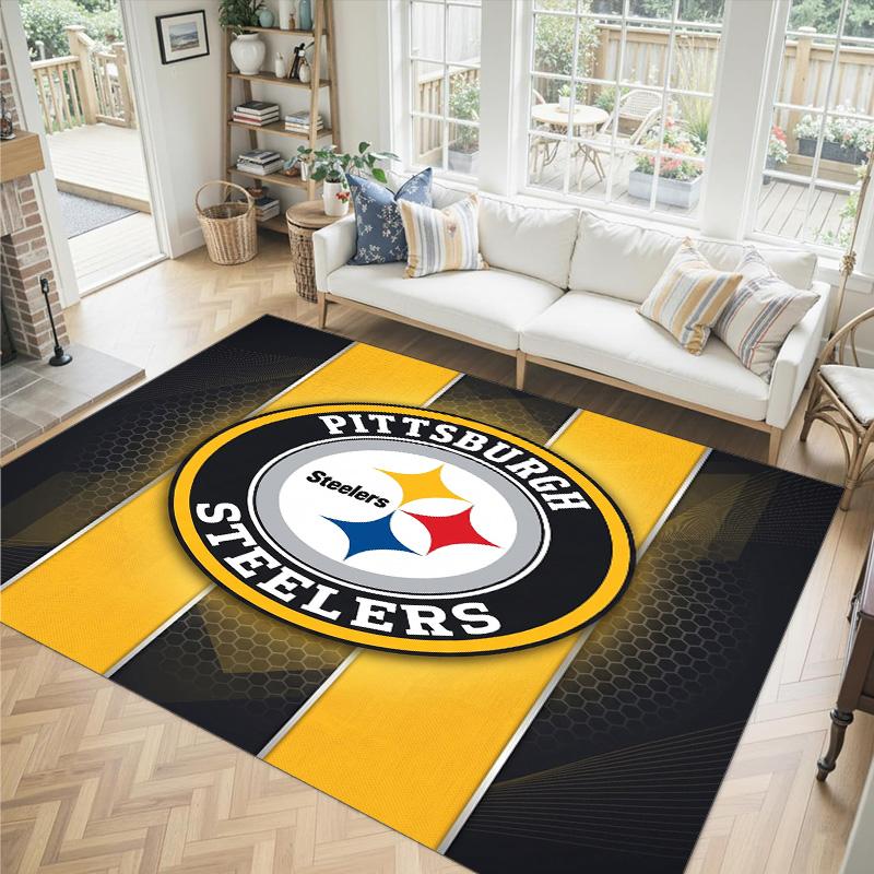 Tappeto in Cristallo di Velluto Design Pittsburgh Steelers Accogliente Non?Tappeto Stampato Antiscivolo per Camera da Letto Soggiorno Ingresso