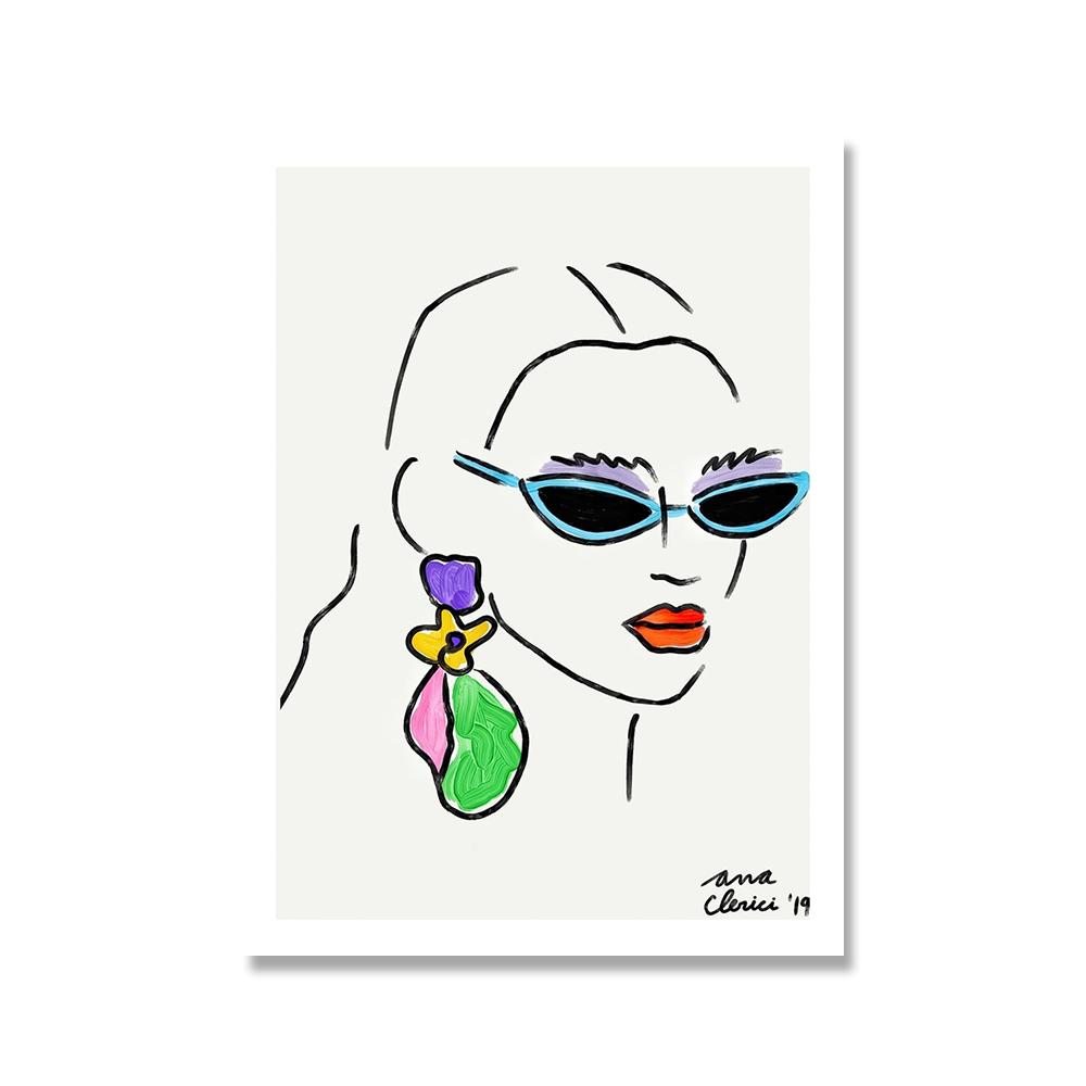 Abstract Fashion Office Girl Poster Print Nordic Colorful Line Face Canvas Painting Wall Art Picture For Livingroom Unique Decor