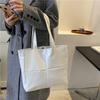 Street Style Pu Tote Bag With Grid Pattern And Large Capacity For Daily Use Women