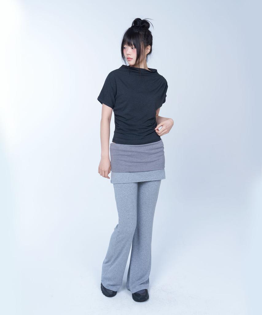 Laailai Folded Colorblock Skirtpants (Grey)