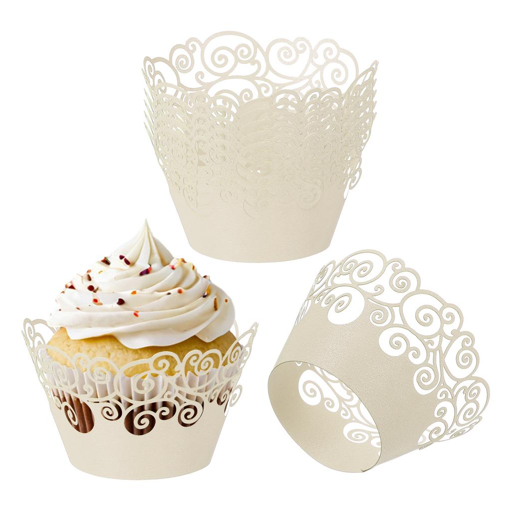 50 Pack Cupcake Wrappers Paper, Baking Cups Standard Cloud Decoration for Anniversary Birthday Weddings and Parties, Pink