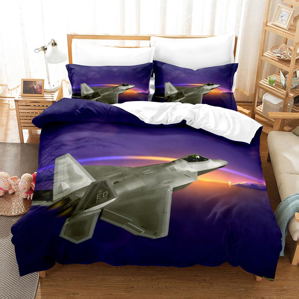 3D Jet Fighter Battle Plane  F-22 Bedding Sets Duvet Cover Set With Pillowcase Twin Full Queen King Bedclothes Bed Linen