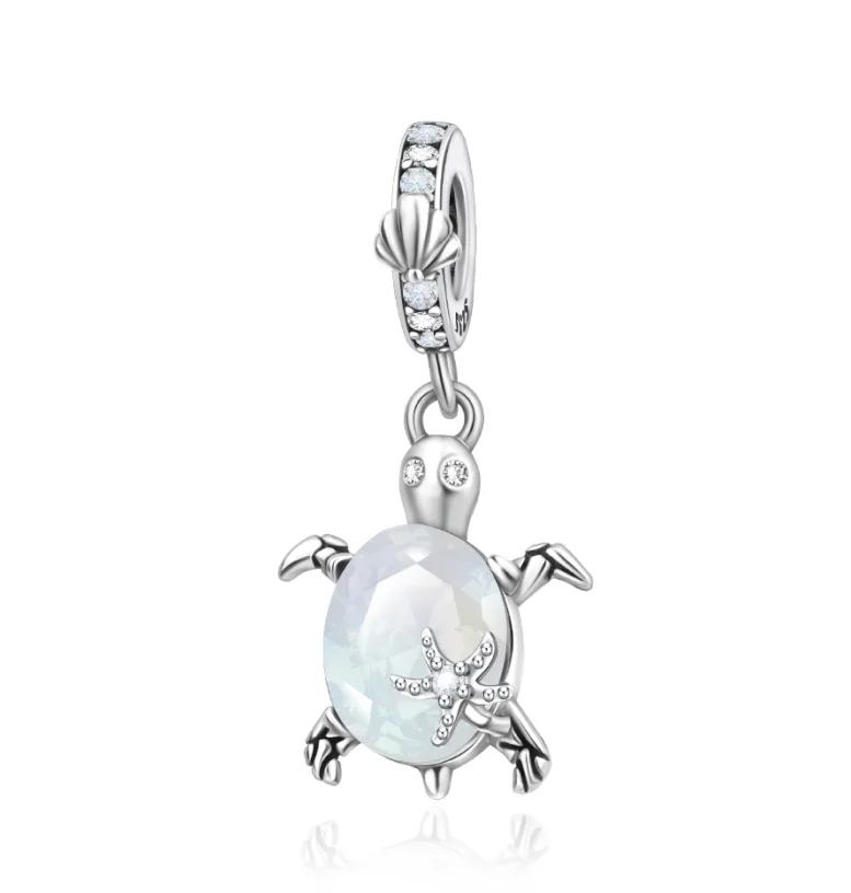 Brand New Summer Murano Glass Sea Turtle Dangle Charm Bead Component Colorful Crystal Pendant Bead Components Compatible With Authentic Original