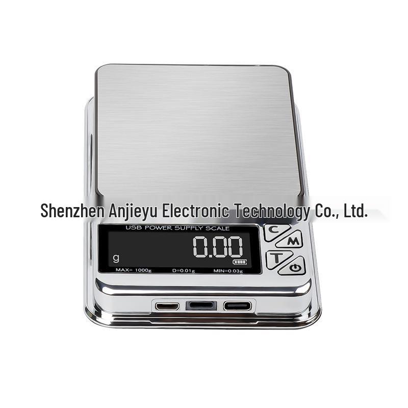 

USB Rechargeable Dual Range Gold Jewelry Scale – 0.001g Accuracy, Flip-Open Design, 7 Measurement Units 100g/0.01g USB DC
