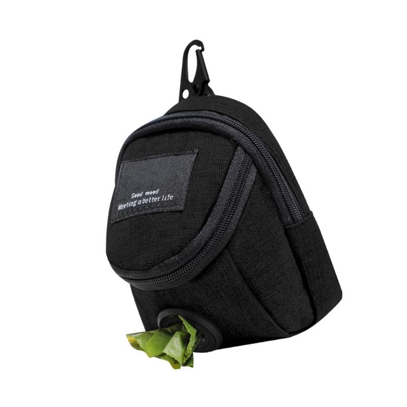 Simple Pet Poop Bag Dispenser with Treats Pocket Water Resistant Oxford Cloth Waste Bag Holder for Dog Walking Training