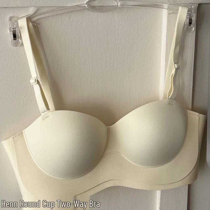 Seamless Round-Cup Strapless Bra for Small Busts with Gathering Palm Cup