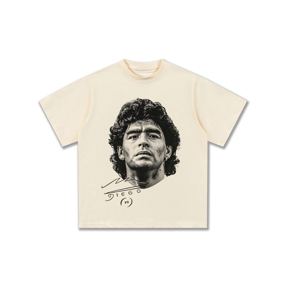 Maradona Star Printed Short-sleeved T-shirt Men's American Fashion Brand Loose Round Neck Pure Cotton Casual High-quality Tee