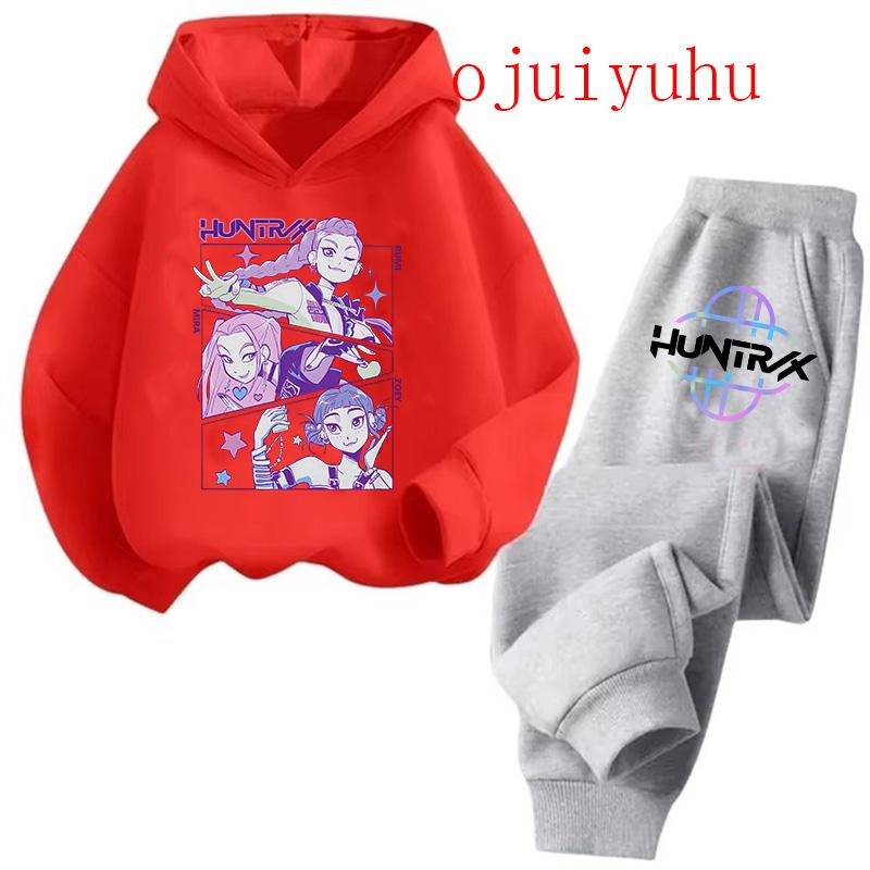 Sets Kinder Hoodies Kpop Dämonenjäger Kawaii Pullover Sweatshirt Anime Trainingsanzug Cartoon Mädchen Junge Kinder Herbst Freizeitkleidung