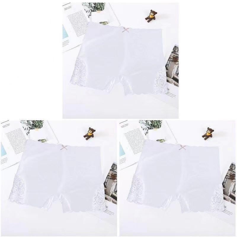 Boxer Sexy en dentelle pour femmes, pantalon en soie glacée, couleur unie, lisse, sans couture, élastique, grande taille, pantalon de sécurité antidérapant