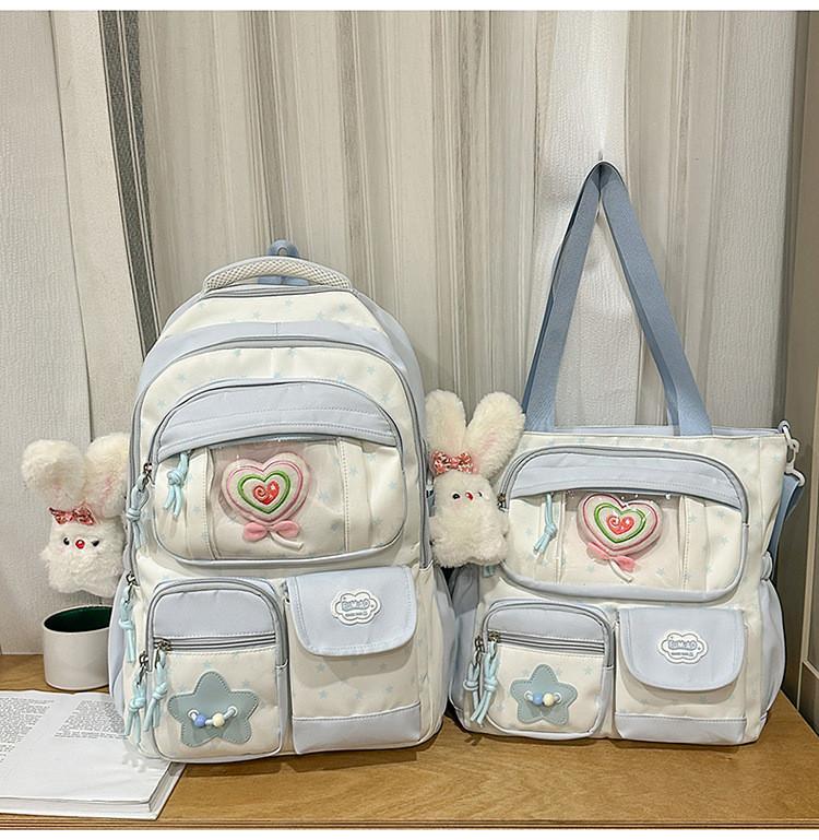Fresh Color Block Backpack With Nylon For School Girls