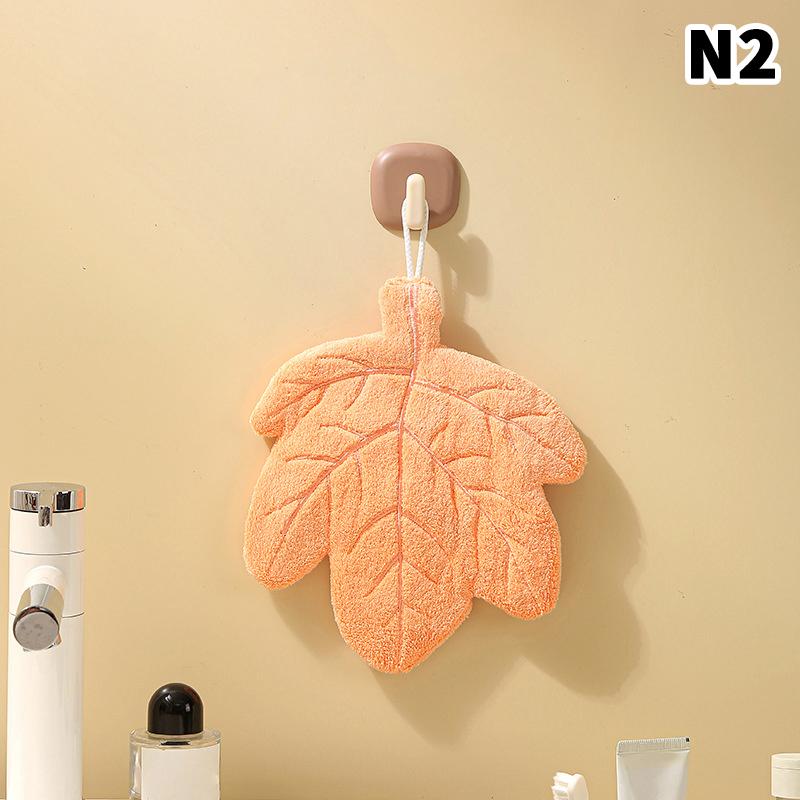 Soft Double-layer Leaf Style Hand Towel Thickened Absorbent Hanging Hand Cloth Speed Dry Handkerchief Rag For Kitchen Bathroom