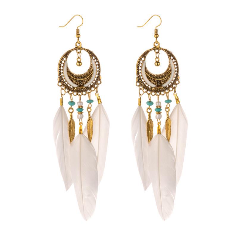 Bohemian Long Tassel Feather Earrings - Trendy Douyin-Inspired Design for Women