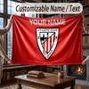 Custom Name Flannel Throw Blanket Athletic Bilbao FC Pattern Warm Home Decoration