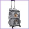 Extragroßer Haustier-Rucksack-Träger mit zwei Fächern und Rädern für kleine Hunde und Katzen, Rollender Träger für 2 Katzen, Perfekt für Reisen,