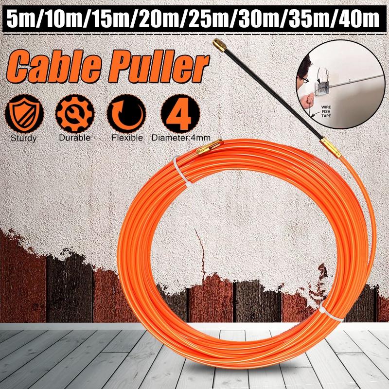 4mm 5 Meter To 40 Meter Guide Device Nylon Electric Cable Push Pullers Duct Snake Rodder Tape Orange Wire