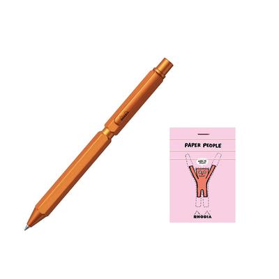 Rhodia Pen Ballpoint Pen 2 Colors and Mechanical Pencil Aluminum Body Hairline Finish Rotary Type RHODIA with Block Rhodia Cf9340jjset Multi-function