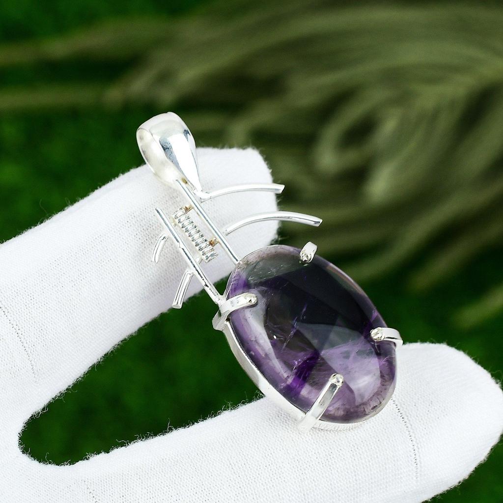 Star Amethyst Gemstone Sister Unique Wedding Pendant Jewelry 925 Sterling Silver