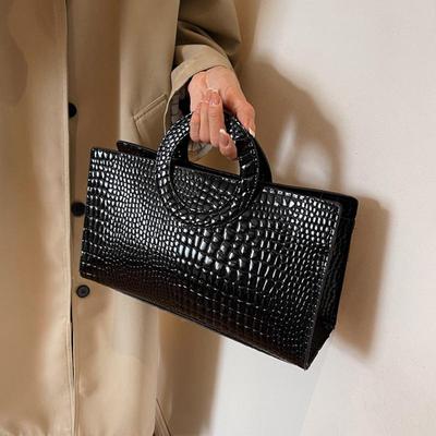 Vintage feminino crocodilo padrão all-match bolsa de ombro moda couro pu alça superior crossbody saco
