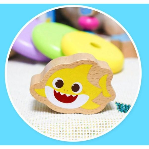 Pinkfong Baby Shark Wooden Ring Stacking, Mixed Colors, 1 Piece, Korean Baby Products