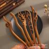 Ancient Green Sandalwood Retro Hairpin for Women - Wood Craft Updo Accessory