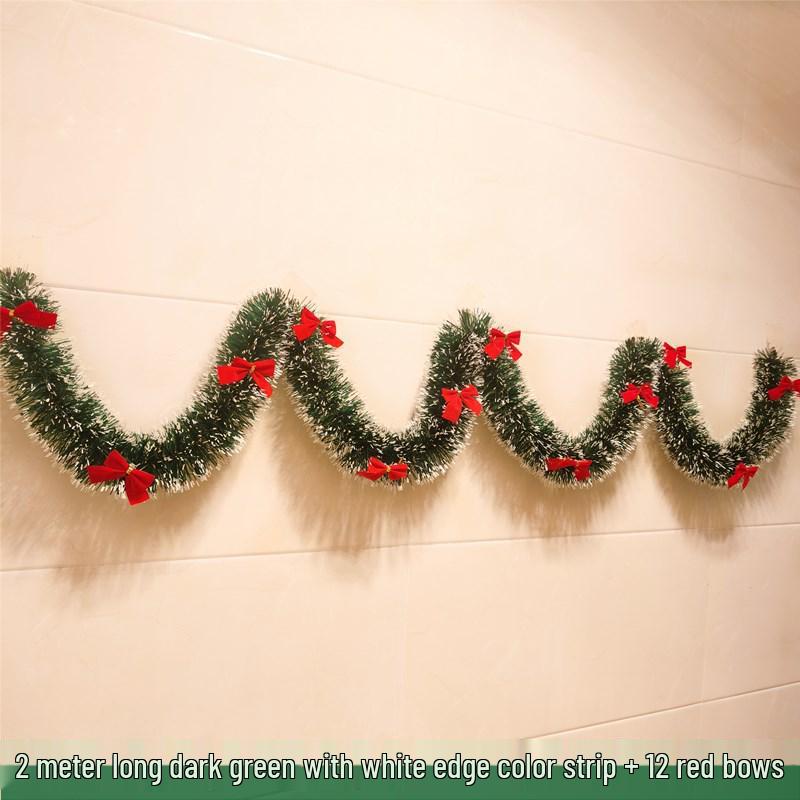 Christmas Ribbon Garland & Ornaments: Rattan, Leaves, Snowflakes & Tinsel for Decoration