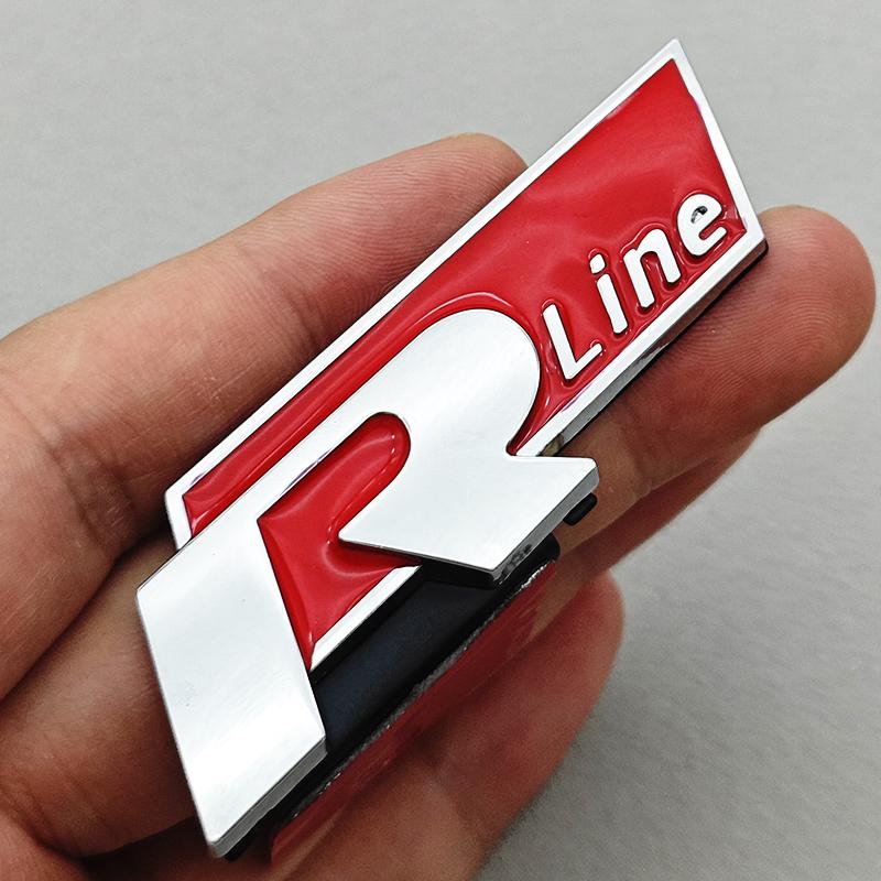 2026 Heißer Aufkleber 3D Metall Auto Logo R RLine Kühlergrill Emblem Abzeichen Aufkleber für Volkswagen VW Golf R R32 MK7 MK7.5 MK8 Polo GTI