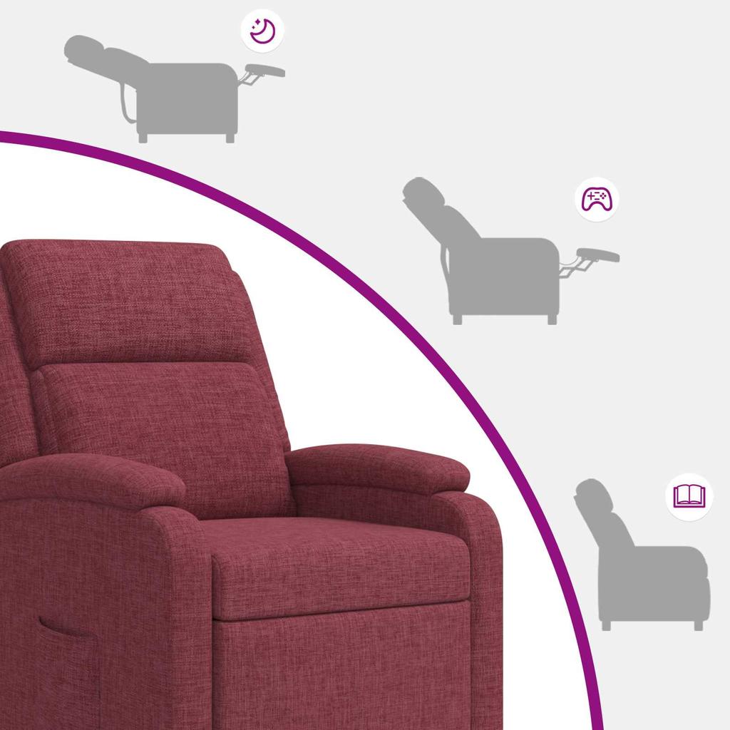 Massage Recliner Chair Wine Red Fabric
