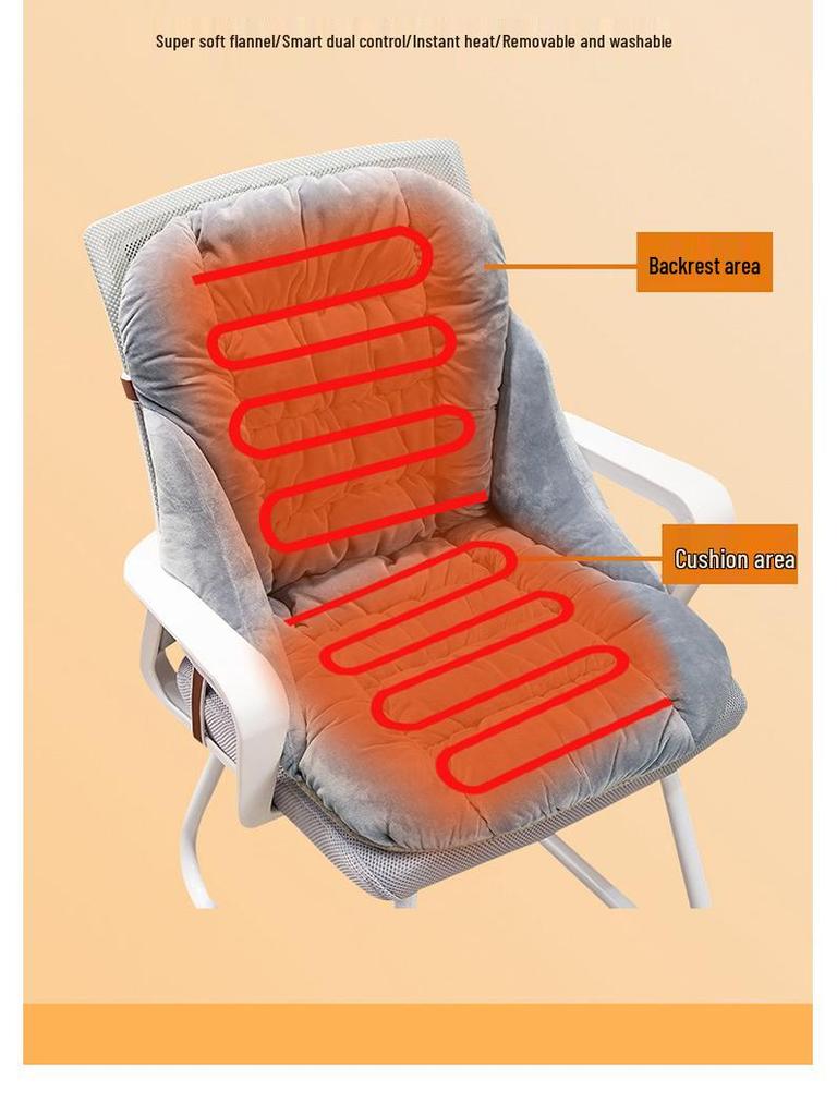 Θερμαινόμενο Μαξιλάρι Καρέκλας Γραφείου με Αποσπώμενη, Πλενόμενη Πλάτη - Ιδανικό για Χειμερινή Άνεση