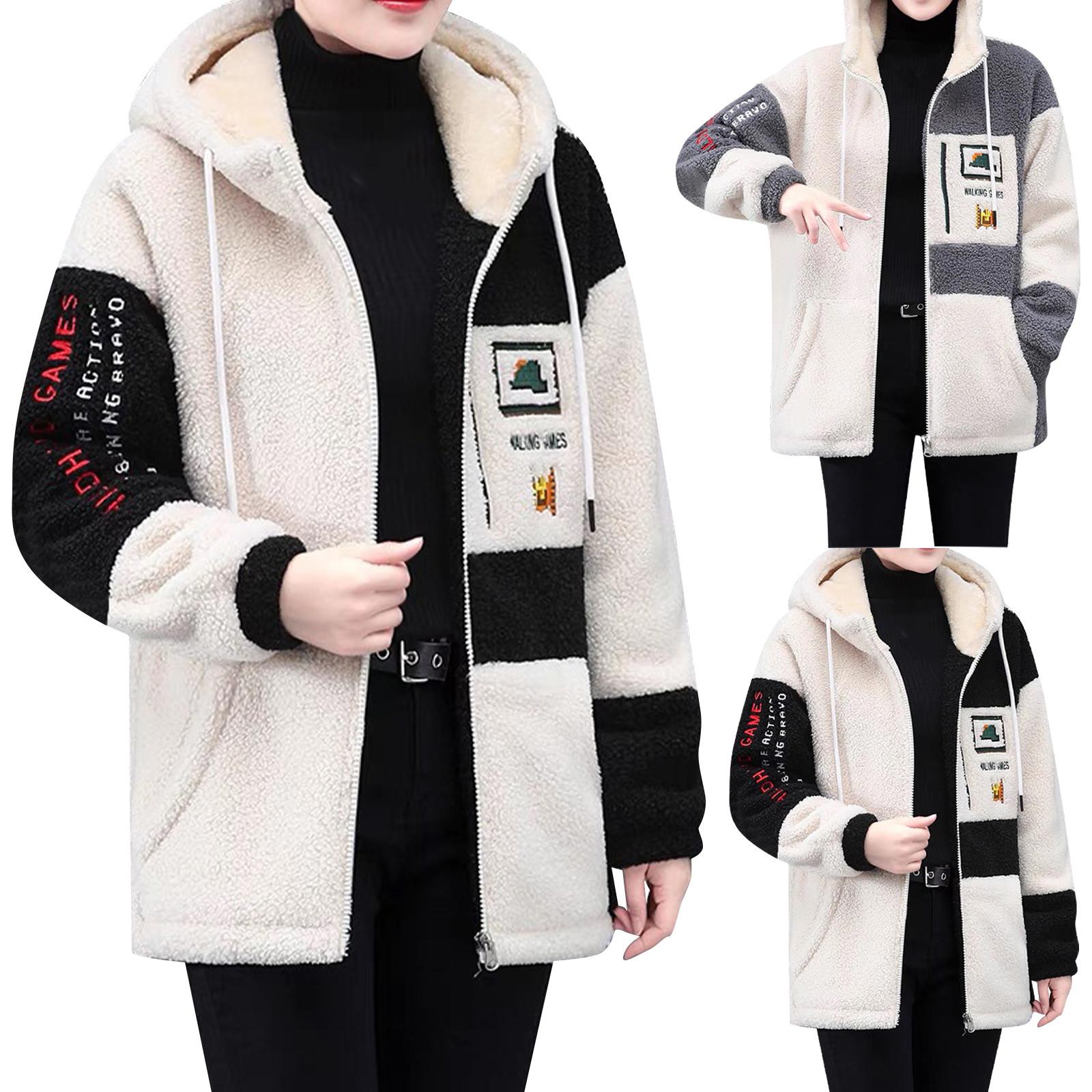

Куртка из овечьего флиса, женская, свободная, повседневная, плюс флис, толстый кардиган, свитшот L чёрный
