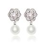 Rose Imitation Pearl Earrings For Women, Camellia Lady Princess Jewelry, Fashionable And Elegant