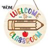 Farmhouse Classroom Sign Wooden Welcome for Door, to Our Round Smooth Surface Door Plaque Hanger, Front Hanging Sign, Back School Preschool Decoration