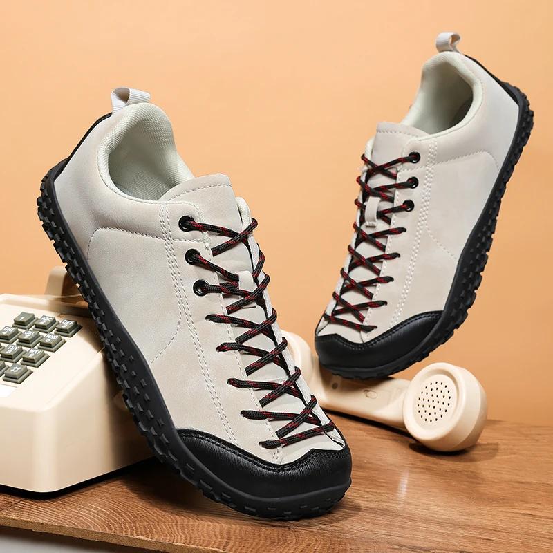 Men'S Outdoor Casual Sneakers New Comfortable Leather Surface For Outdoor Hiking And Walking Men'S Shoes For Men Sneakers