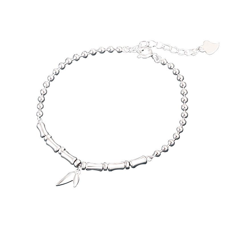Women's High-End S925 Sterling Silver Bamboo Bead Bracelet: Elegant Chinese Ancient Style