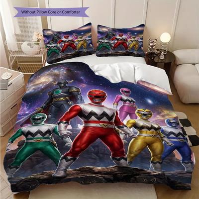 Power Rangers Set Comfortable Stylish Threepiece Set 1 Duvet Cover 2 Pillowcase Without Core Bedding Set Duvet Cover And Pillowcase