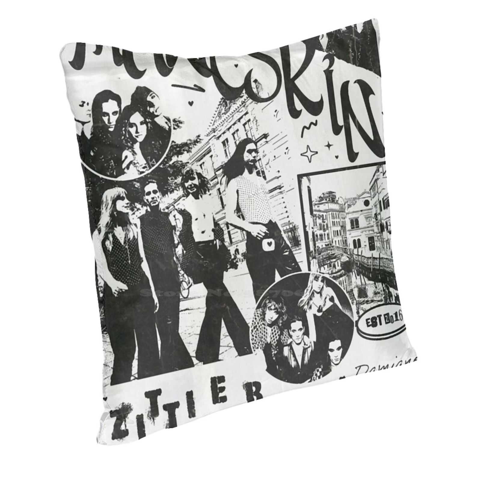 Maneskin I Poster Fashion Sofa Throw Pillow Cover Pillowcase M ? Neskin Zitti E Buoni I Wanna Be Your Slave Maneskin Damiano Peach skin 18*18(CM)-1Pcs