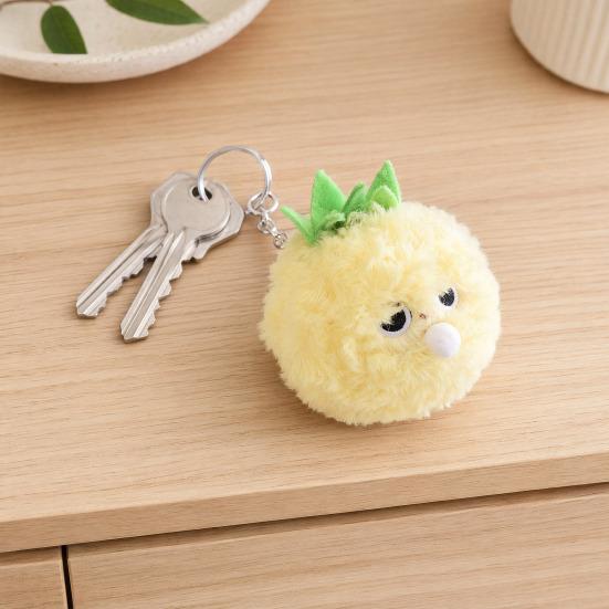 Cute Bubbling Lychee Plush Keychain, Small Stuffed Fruit Mangosteen Pendant for Bag Backpack Purse, Kawaii Key Ring Charm, Gift for Girls Women