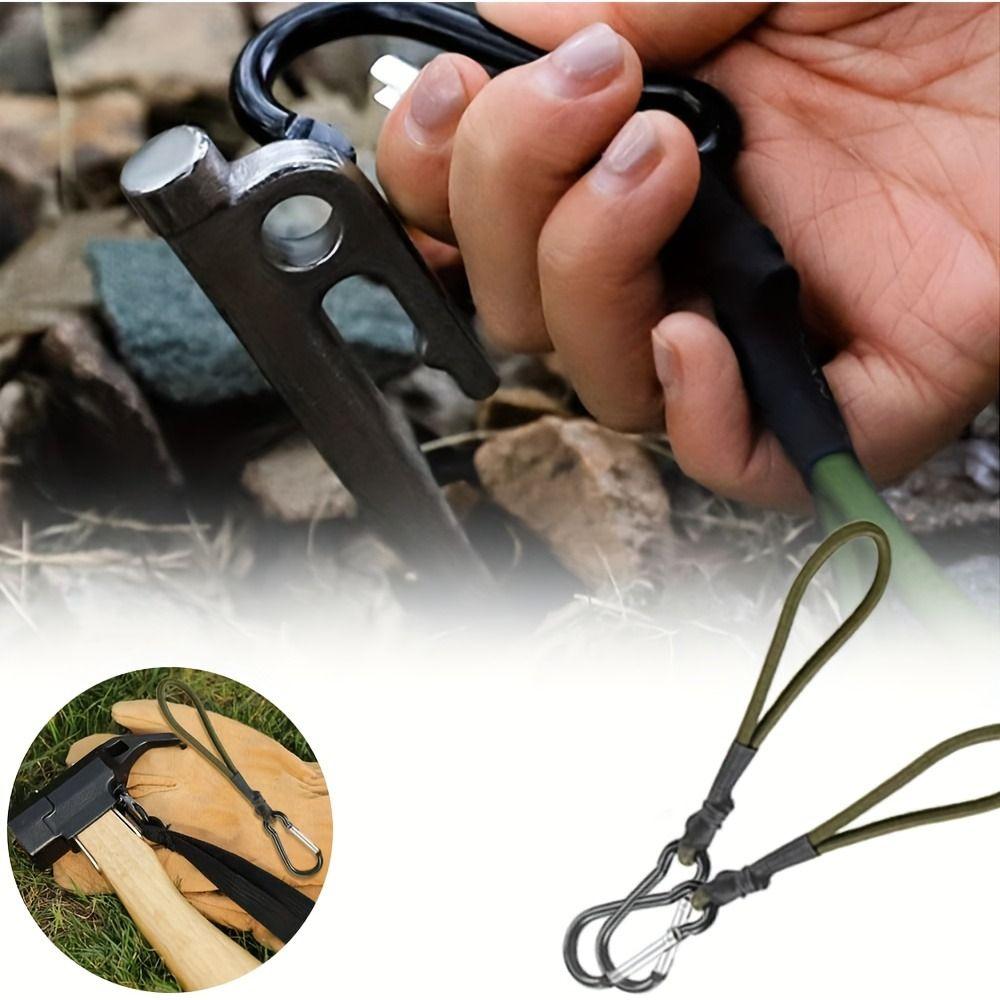 4Pcs High Strength Tent Elastic Rope Cord Hook Fixing Cords String with Carabiner Survival