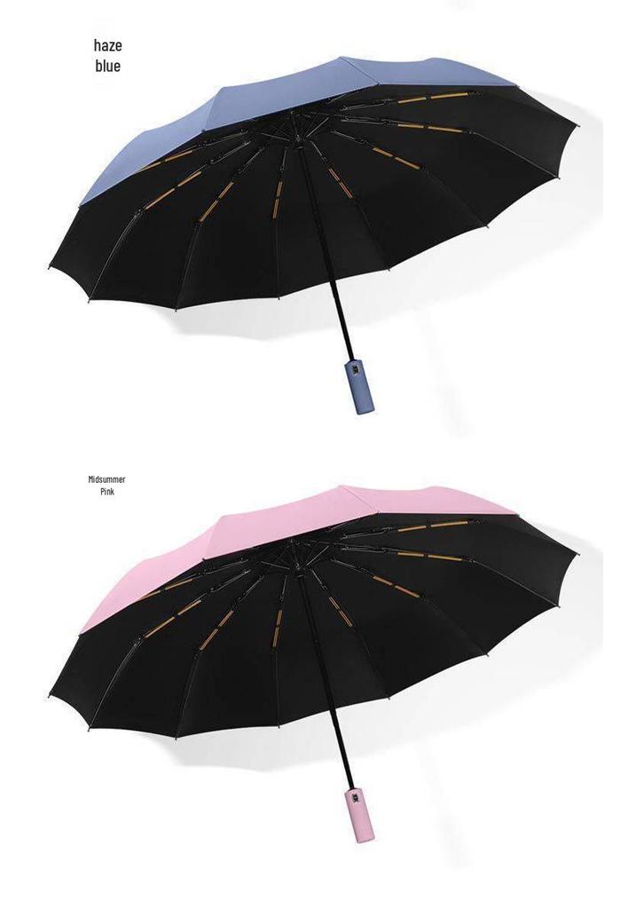 24-Rib Automatic Folding Umbrella with UV Protection for Sun and Rain.