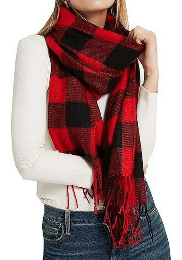 Karierter Winterschal für Damen - Quastenschal im koreanischen Stil aus Kaschmirimitat