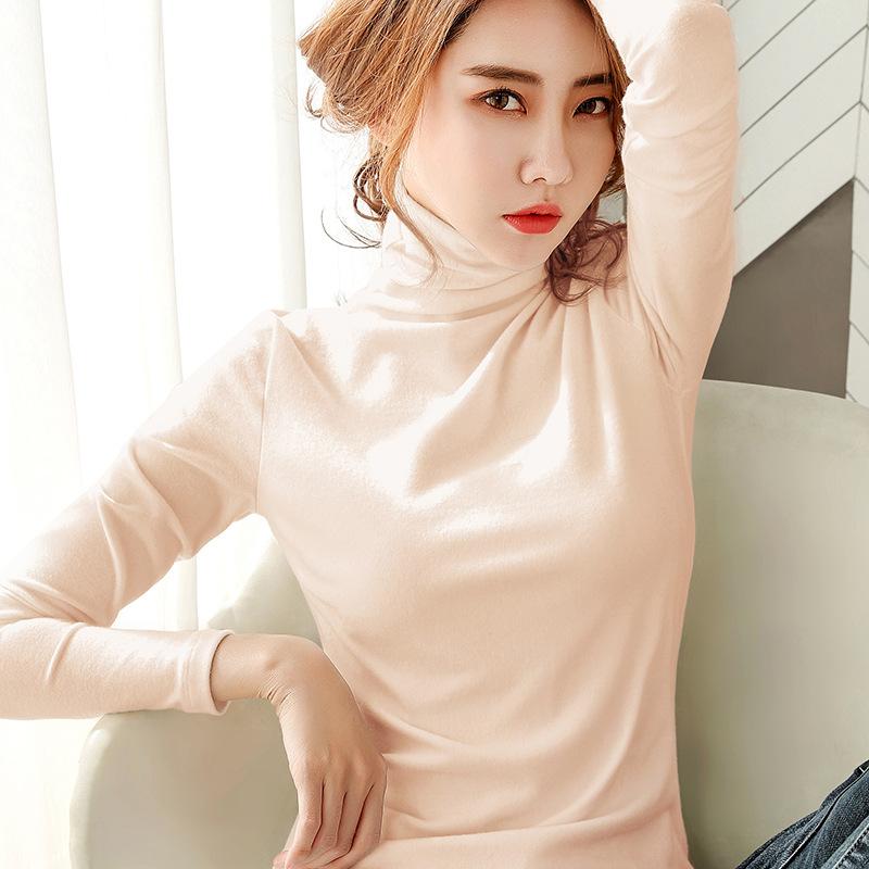 High-necked German velvet bottoming shirt women's long-sleeved summer and summer women's t-shirt slim-fitting double-sided velvet top 1