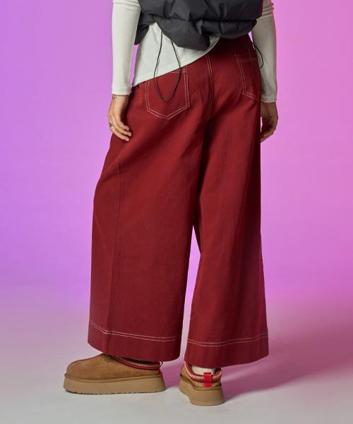 KOLEAT [Fleece-Lined Ver.] Wide Cotton Stitch Pants [Red] Kcl.