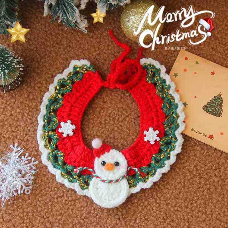 Handmade Knitted Wool Pet Scarf: Christmas Collar & Bib for Cats and Dogs