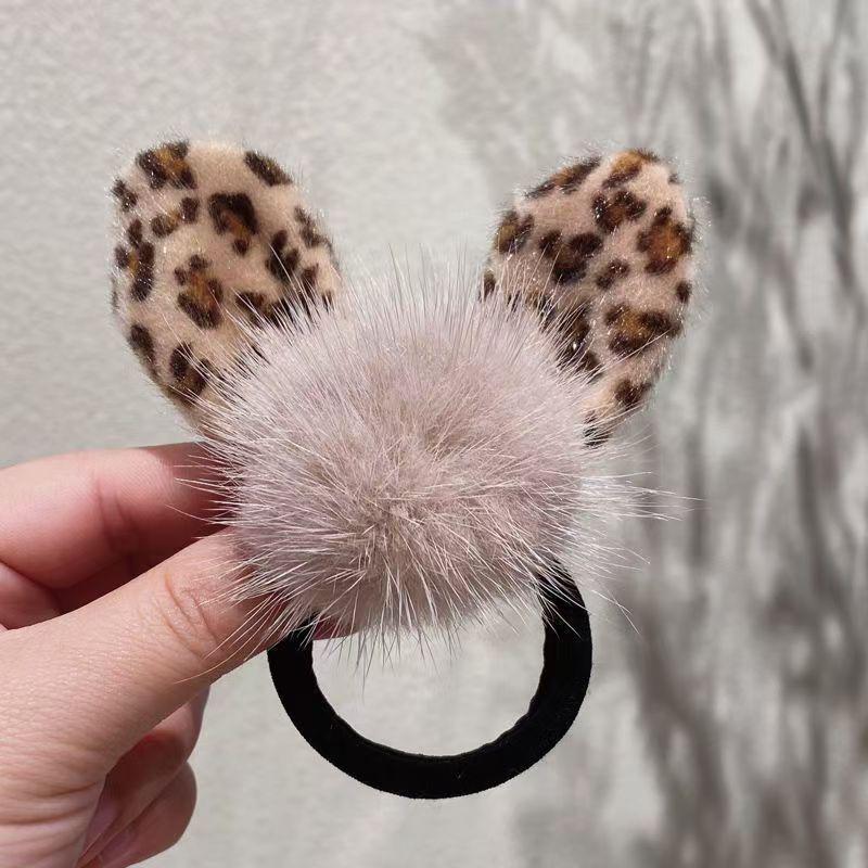 Elegant Rabbit Ear Plush Hair Tie - High Elastic Ponytail Holder for Autumn/Winter