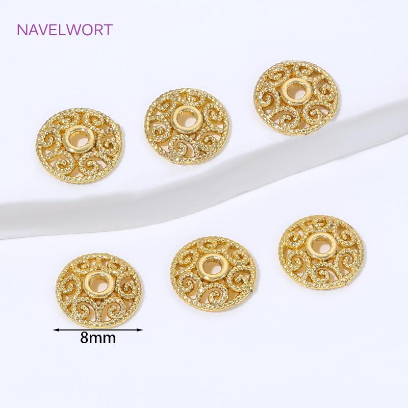 10/20Pcs 18K Gold Plated Brass Spacer Beads Caps For Jewelry Making,With Zircon Flower Beads Cap For Bracelet,DIY Accessories