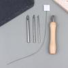 5Pcs Punch Needle Set 2.5Mm/3.5Mm/5Mm Adjustable Wooden Handle Punch Stitching Kit For Diy Cross Embroidery Craft Needles