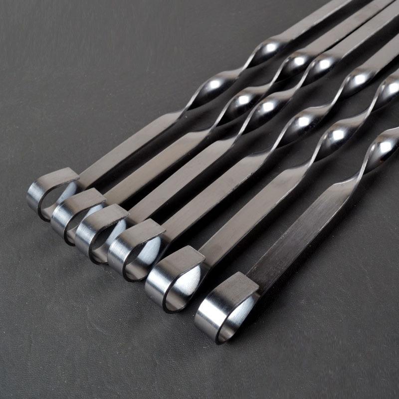Outdoor Skewer Picnic Steel 6Pcs Camping Wide Utensil Flat Sticks Barbecue Kitchen Fork Stainless Accessories