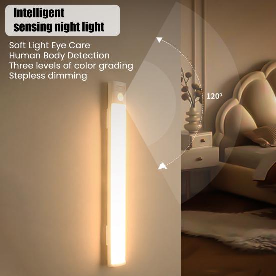 Motion Sensor LED Cabinet Light USB Rechargeable Magnetic Stick-on Lamp No Drilling Cabinet Light for Kitchen Wardrobe Stairs