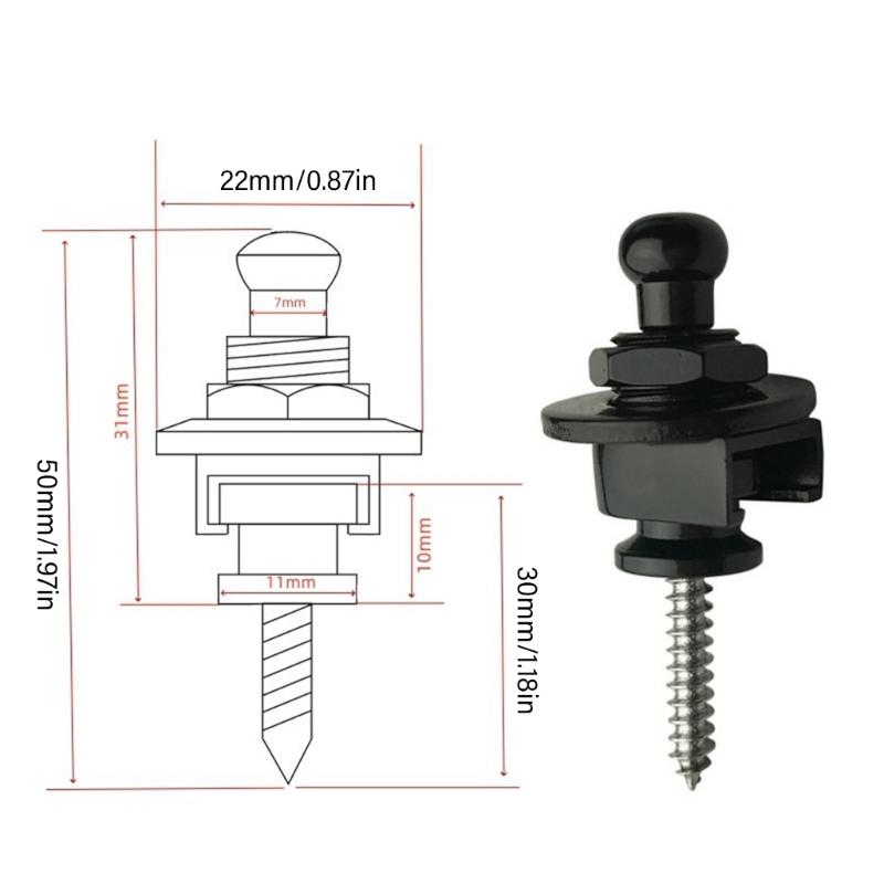 10Pcs Guitar Strap Locks Metal Button Security Straplock Guitar Accessorys