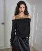 Simeteuligpeosenteu Color Mix Off-Shoulder Knit Top / Black