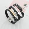 Retro Lederarmband für Paare mit Edelstahl-Anhänger